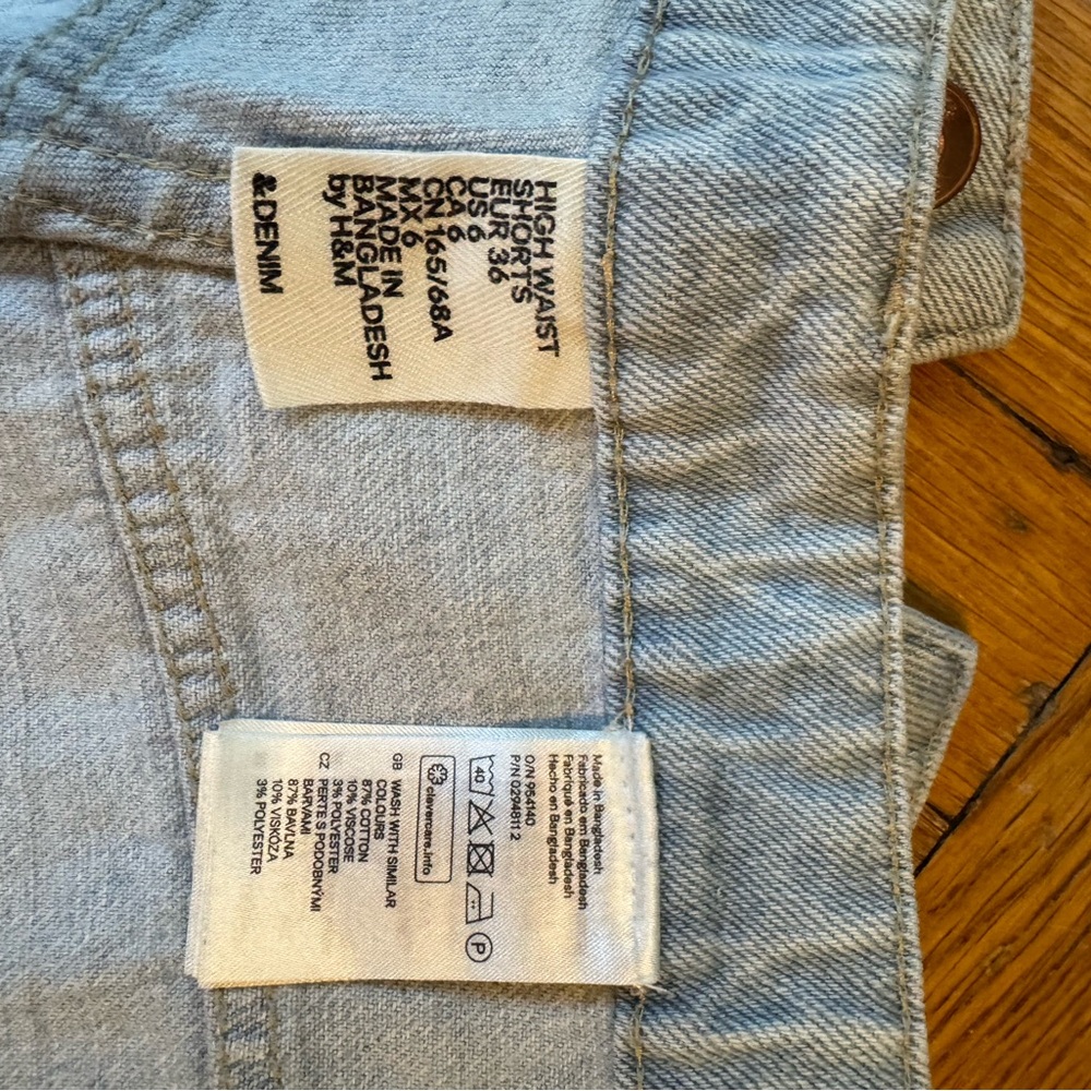 H&M Blue Jean Shorts Distressed Vintage Style - Picture 7 of 7